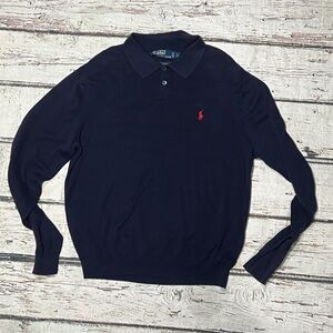 Polo Ralph Lauren Blue Prima Cotton Mens Button Pullover Sweater